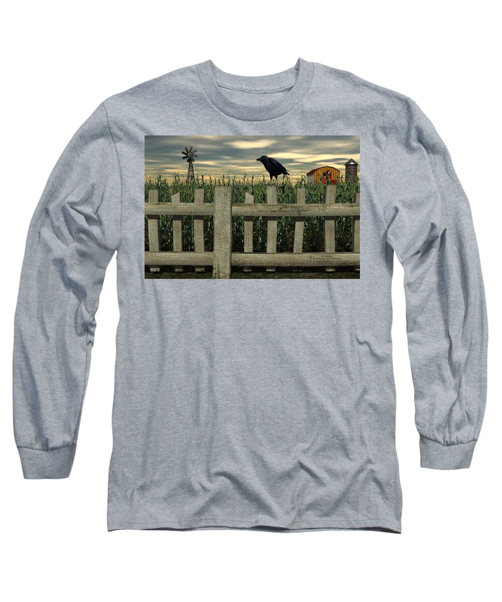 Raven Long Sleeve T-Shirt featuring the digital art The Raven #1 by Michael Stowers