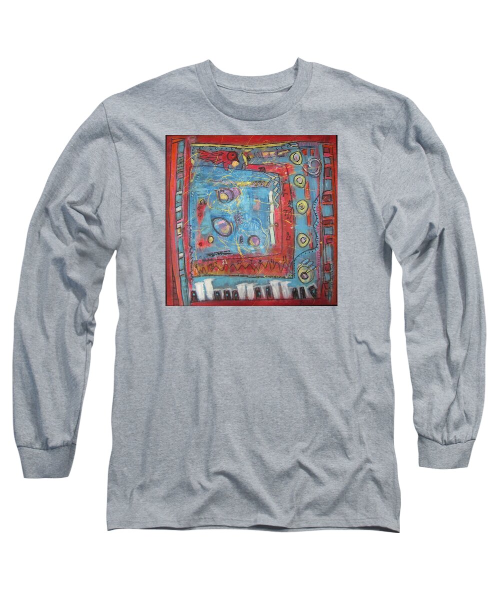 Abstract Long Sleeve T-Shirt featuring the painting Pour Jean-Michel by Francine Ethier