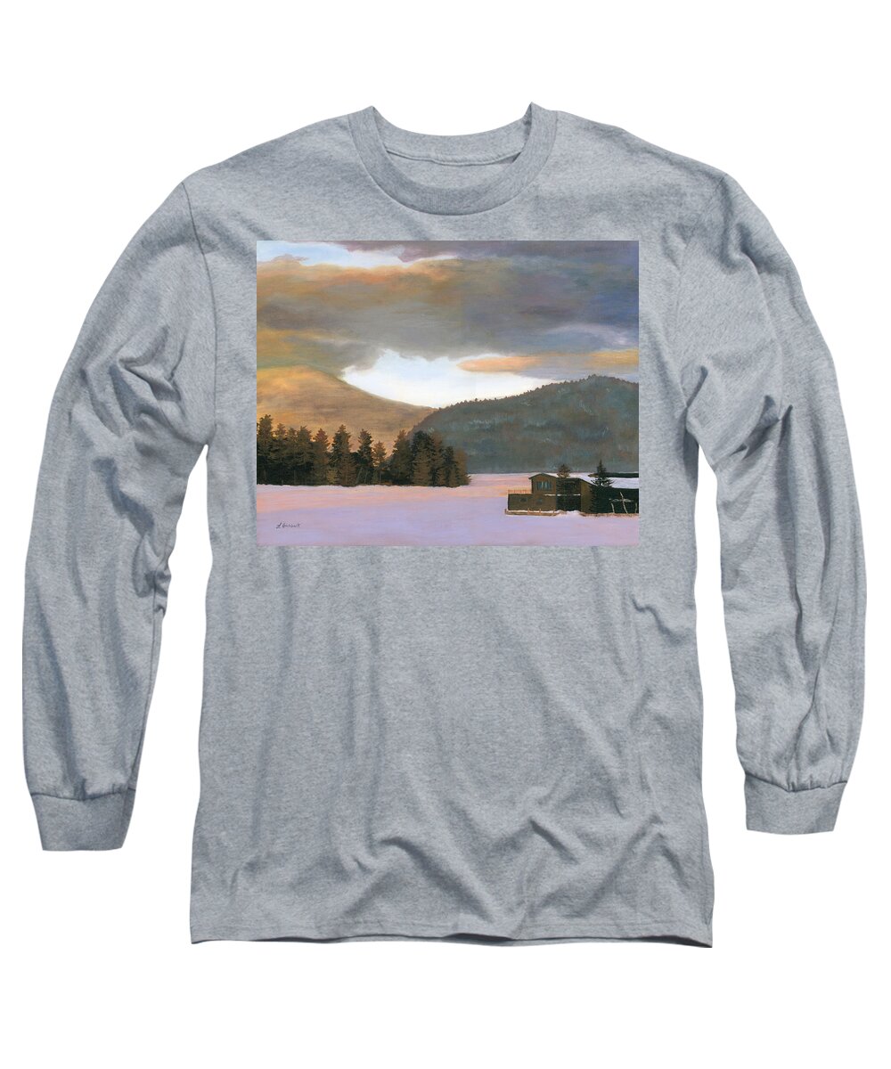 Landscape Long Sleeve T-Shirt featuring the painting Adirondack Morning by Lynne Reichhart
