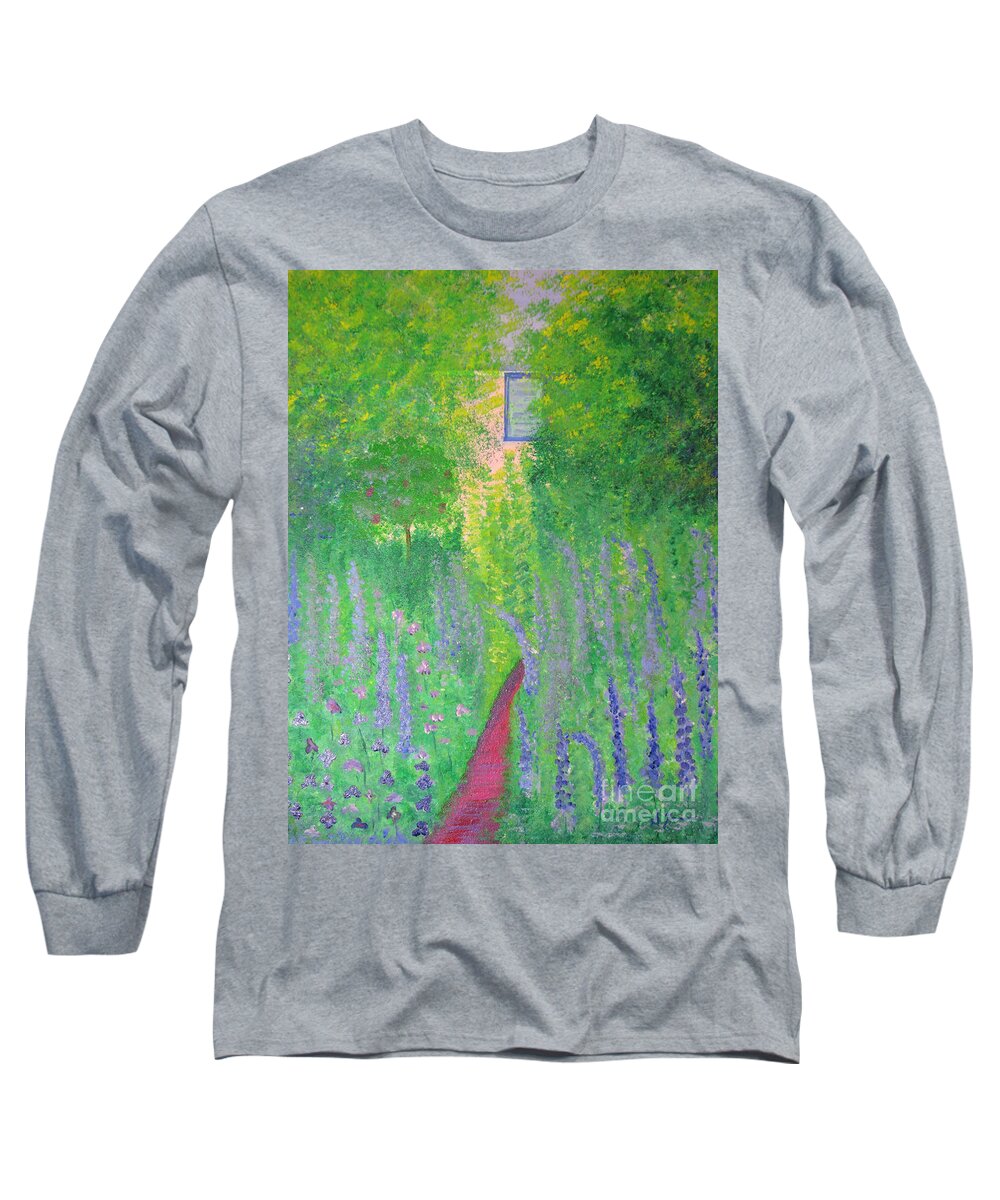 Garden Long Sleeve T-Shirt featuring the painting An Artist's Cottage by Stacey Zimmerman