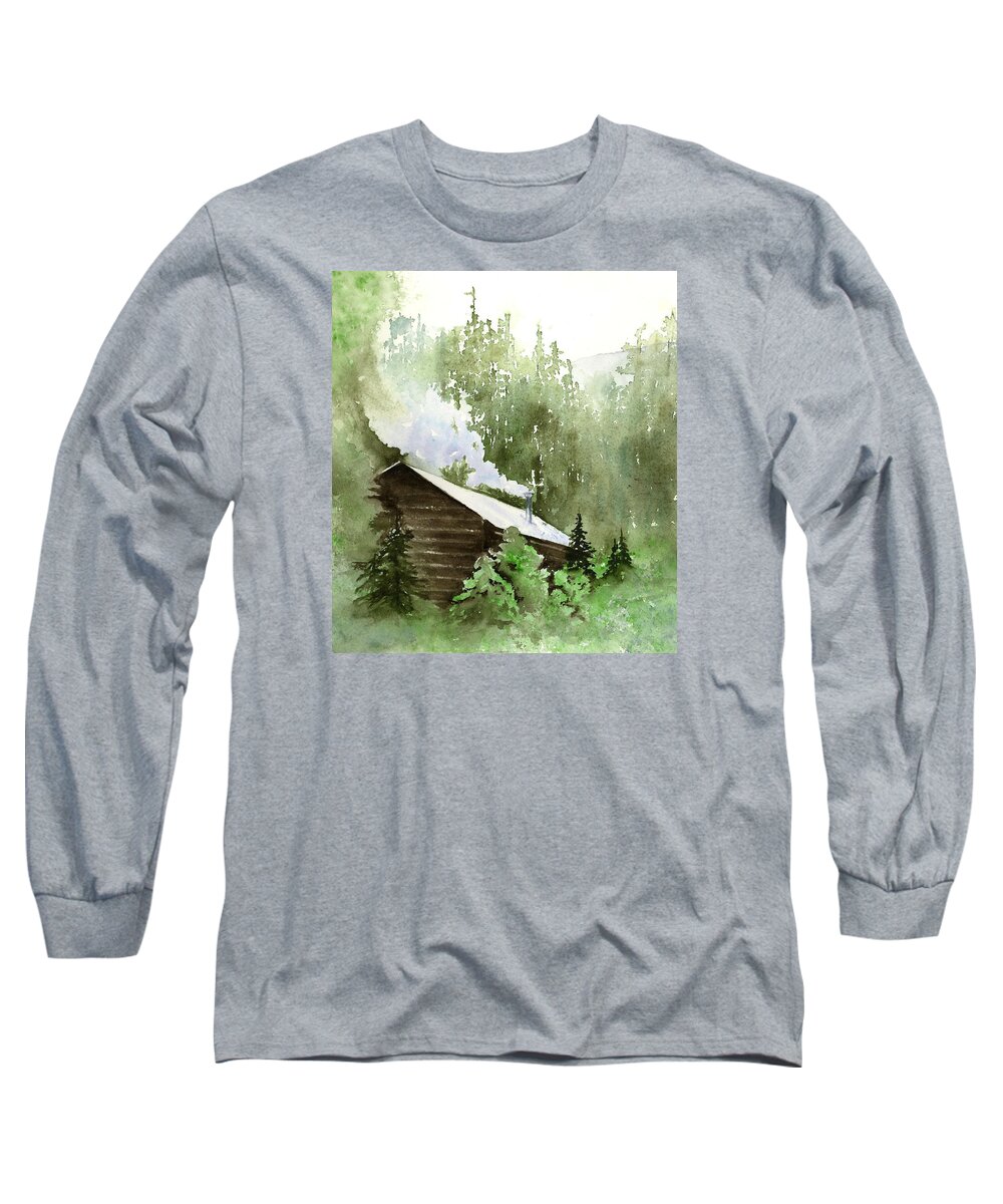 Landscape Long Sleeve T-Shirt featuring the painting Backcountry Morning by Marsha Karle