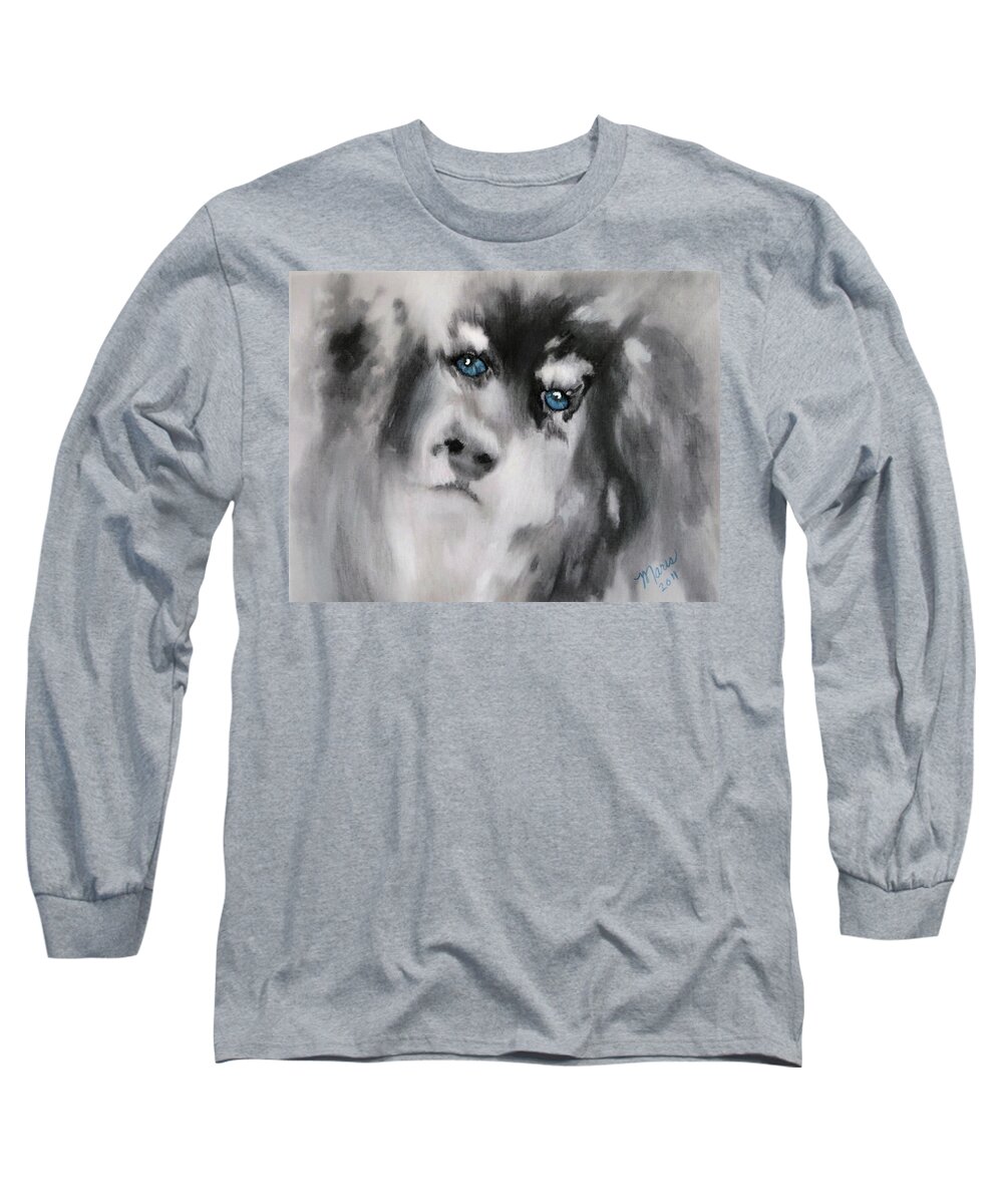 Dog Long Sleeve T-Shirt featuring the painting Blue by Maris Sherwood