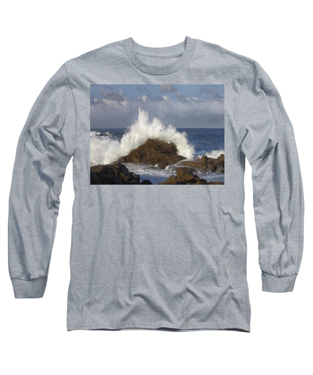 00443035 Long Sleeve T-Shirt featuring the photograph Crashing Waves At Garrapata State Beach by Tim Fitzharris