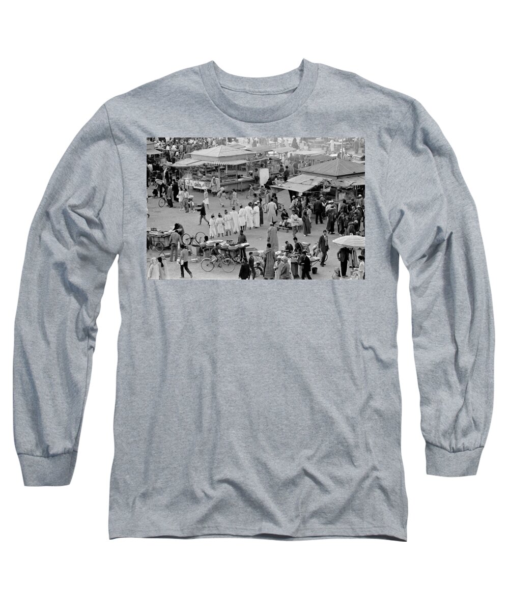 Street Food Long Sleeve T-Shirt featuring the photograph Djemaa el Fna Marrakech Morocco by Tom Wurl