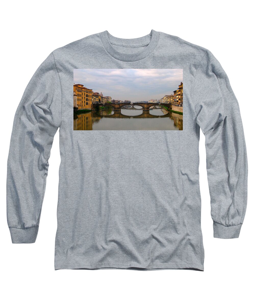 Bridge Long Sleeve T-Shirt featuring the photograph Florence Italy Bridge by Catie Canetti
