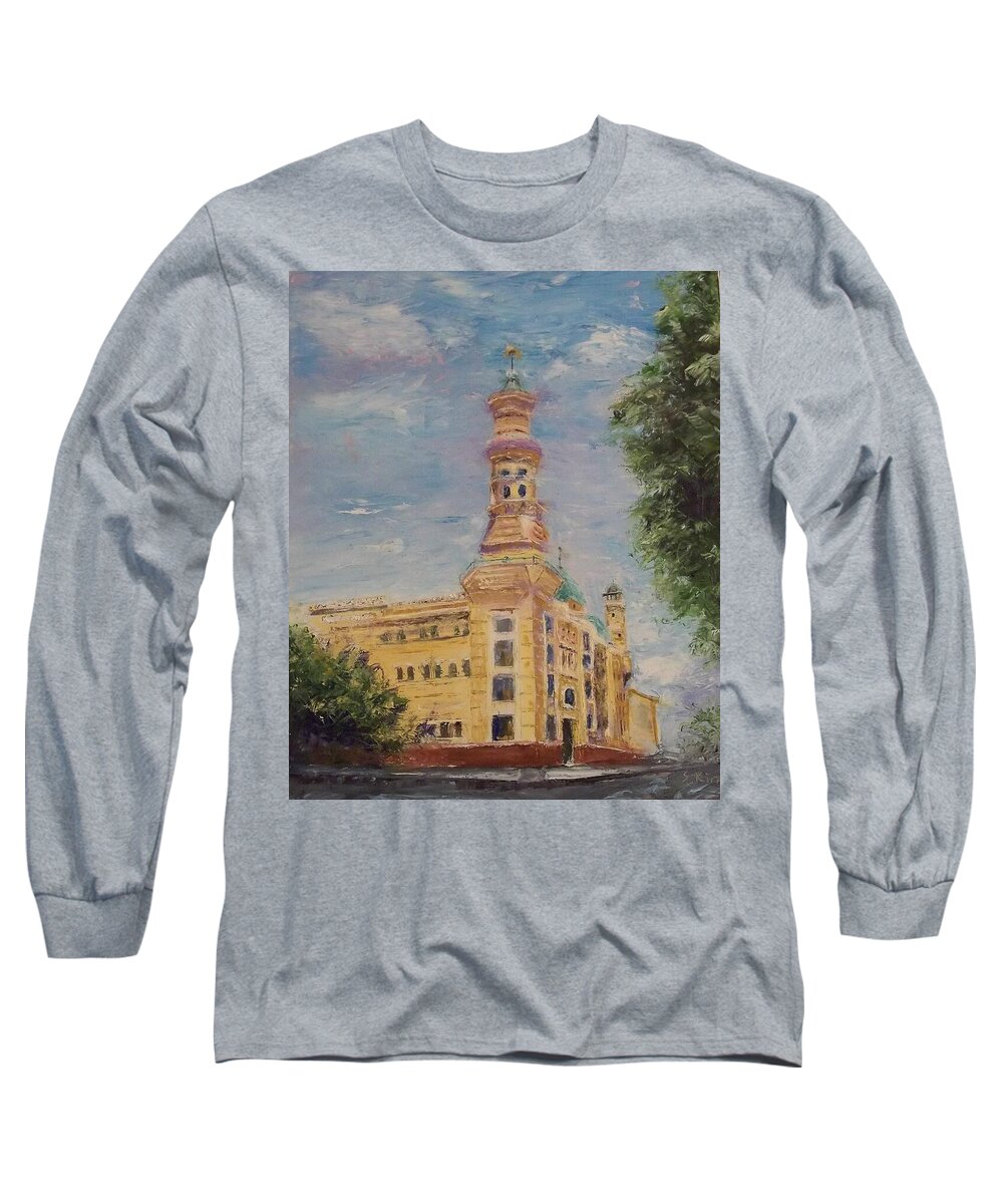 Buildings Long Sleeve T-Shirt featuring the painting Murat Shrine Temple by Stephen King