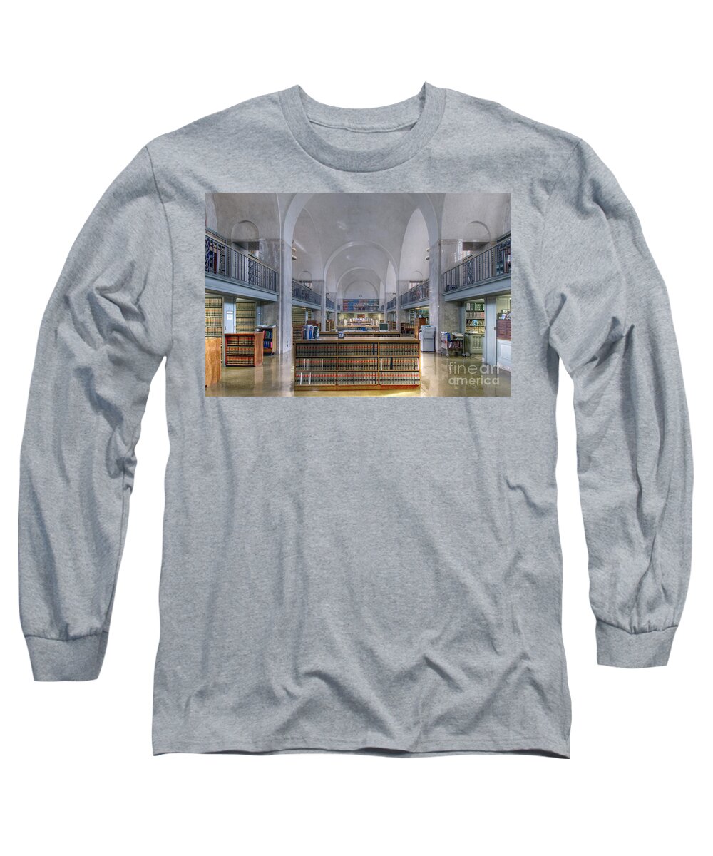 Library Long Sleeve T-Shirt featuring the photograph Nebraska State Capitol Library by Art Whitton