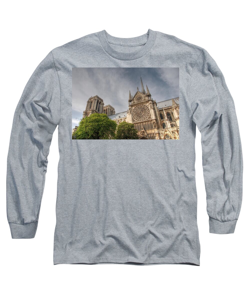 Notre Dame Long Sleeve T-Shirt featuring the photograph Notre Dame de Paris by Jennifer Ancker