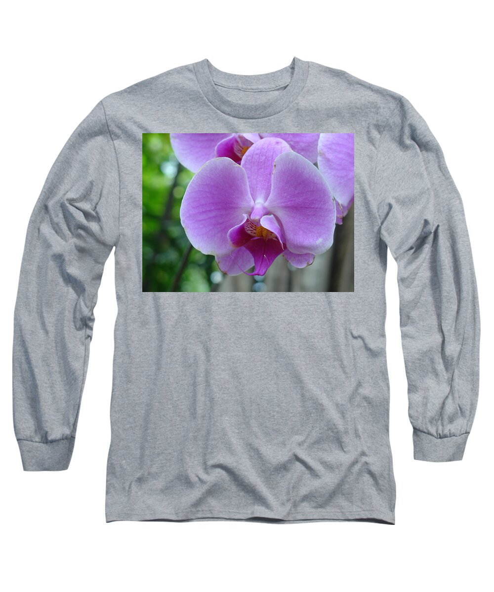 Pink Long Sleeve T-Shirt featuring the photograph Pink Orchid by Charles and Melisa Morrison
