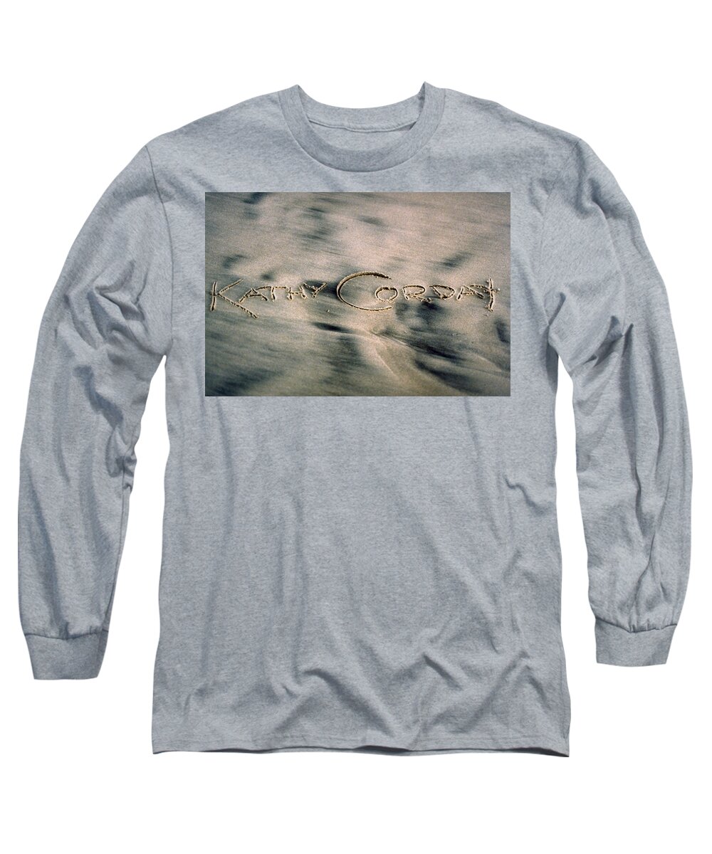 Sand Long Sleeve T-Shirt featuring the photograph SandScript by Kathy Corday