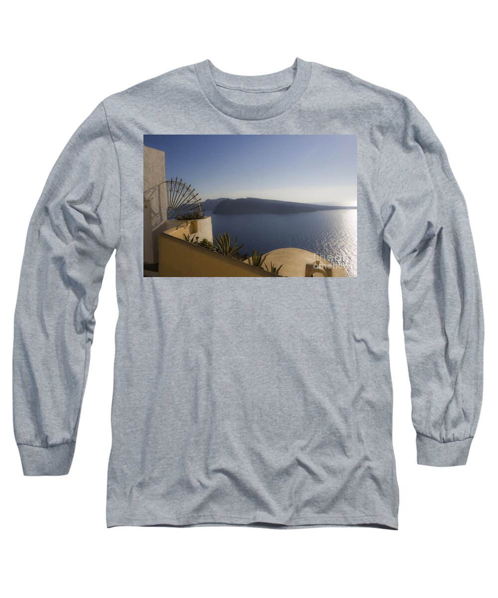 Volcano Long Sleeve T-Shirt featuring the photograph Santorini View by Leslie Leda