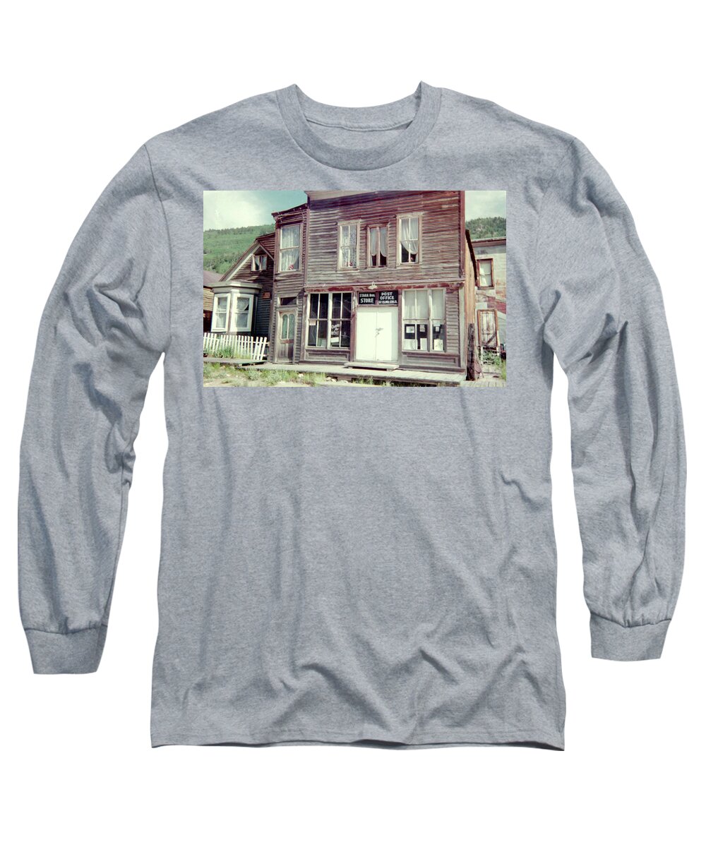 Ghost Town Long Sleeve T-Shirt featuring the photograph Stark Bros Store by Bonfire Photography