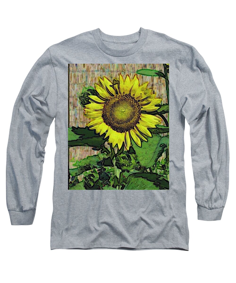 Sunflower Long Sleeve T-Shirt featuring the photograph Sunflower Face by Alec Drake