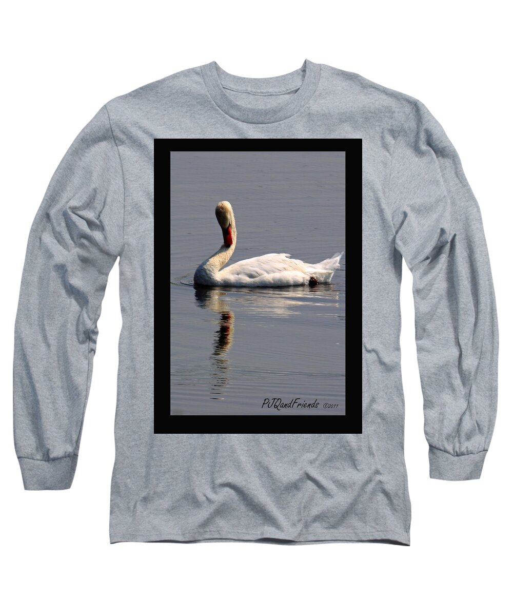  Long Sleeve T-Shirt featuring the photograph 'Swan on Lake' by PJQandFriends Photography