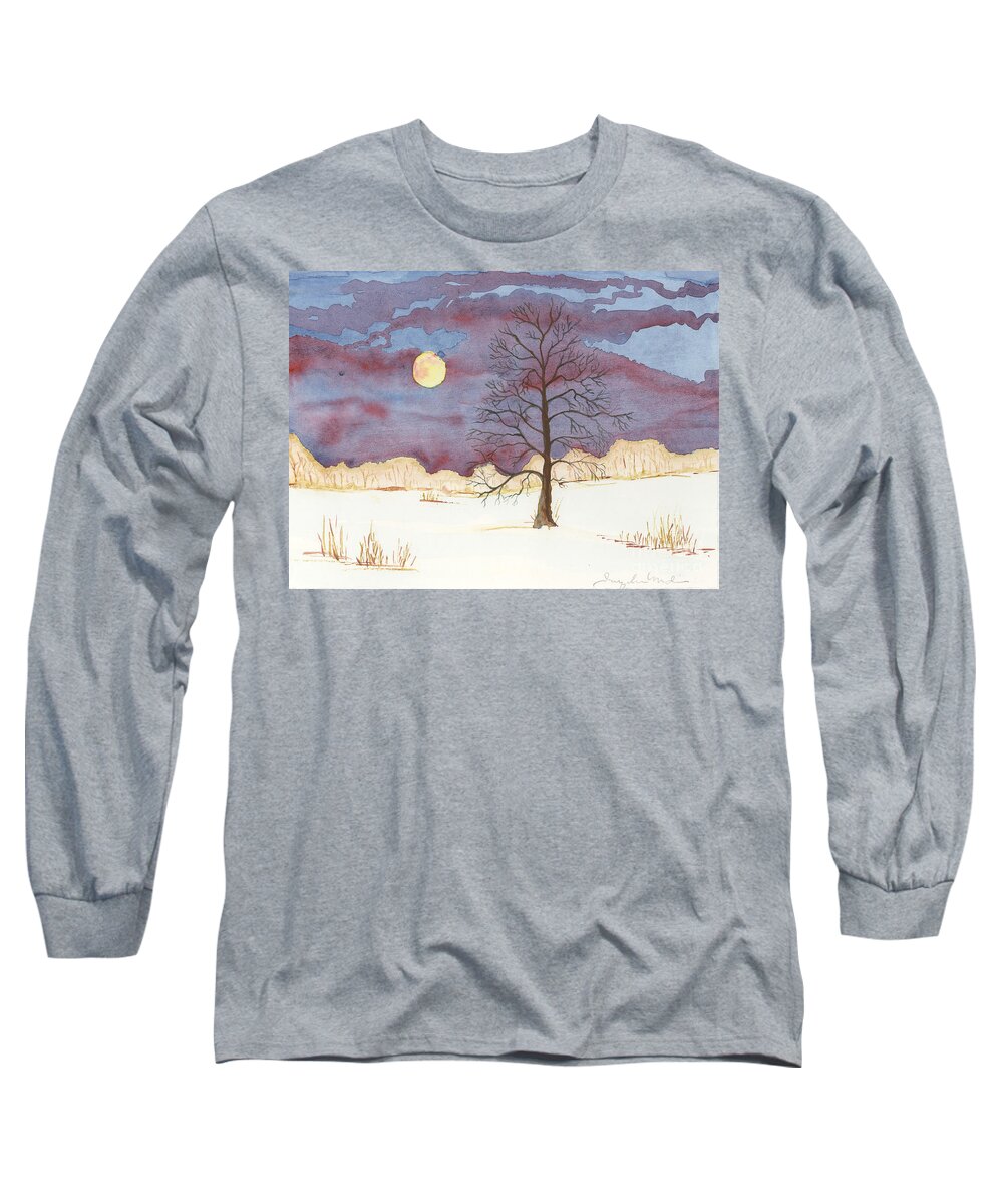 Winter Long Sleeve T-Shirt featuring the painting Winter Field by Jackie Irwin