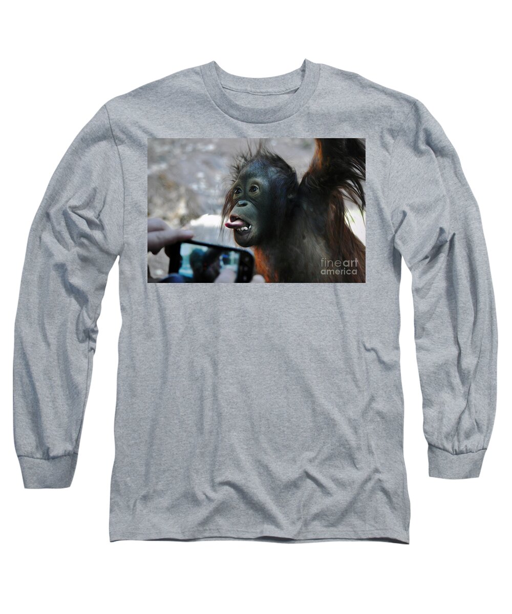  Baby Long Sleeve T-Shirt featuring the photograph Baby Orangutan #1 by Savannah Gibbs