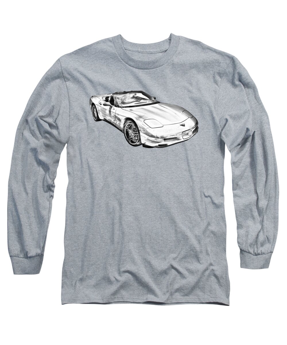 Vehicle Long Sleeve T-Shirt featuring the photograph C5 Corvette convertible Muscle Car Illustration by Keith Webber Jr