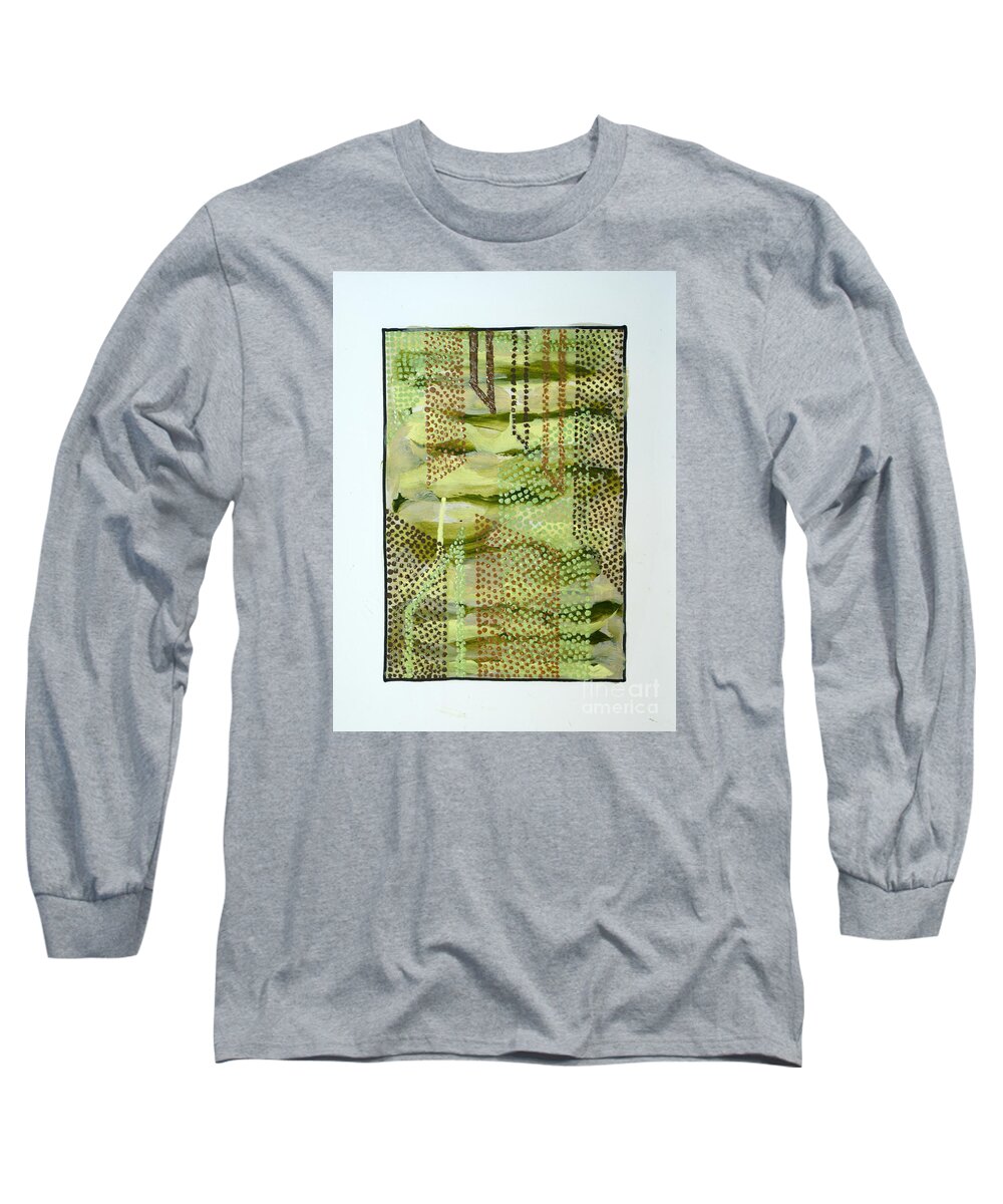 Abstract Long Sleeve T-Shirt featuring the painting 01328 Slide by AnneKarin Glass