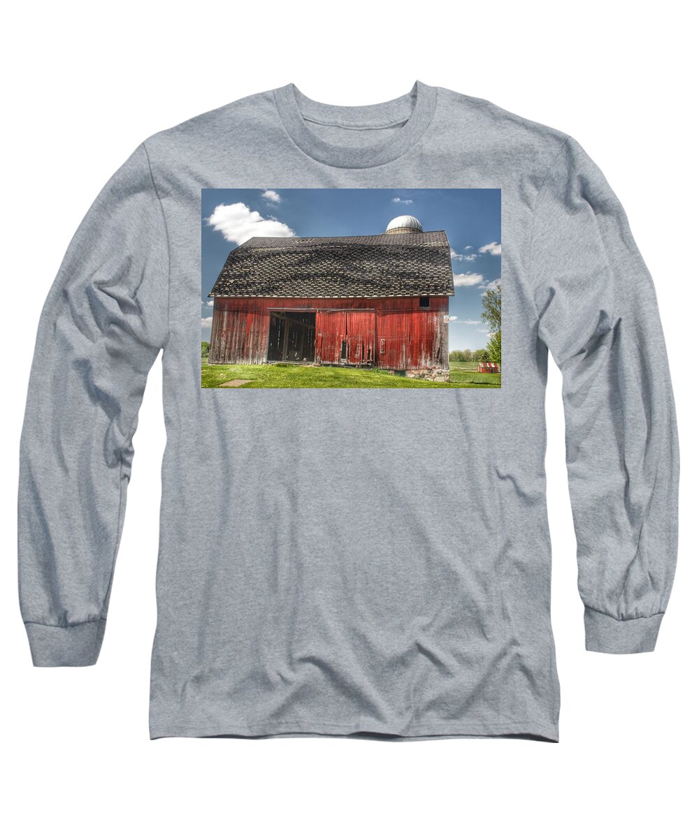 Barn Long Sleeve T-Shirt featuring the photograph 0181 Hollenbeck Road Red II by Sheryl L Sutter