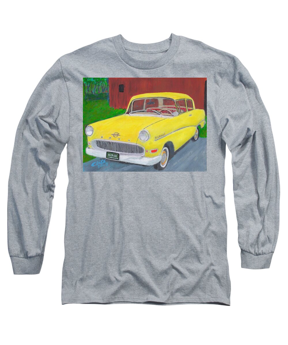Automobiles Long Sleeve T-Shirt featuring the painting 1960 Opel Rekord by Cliff Wilson