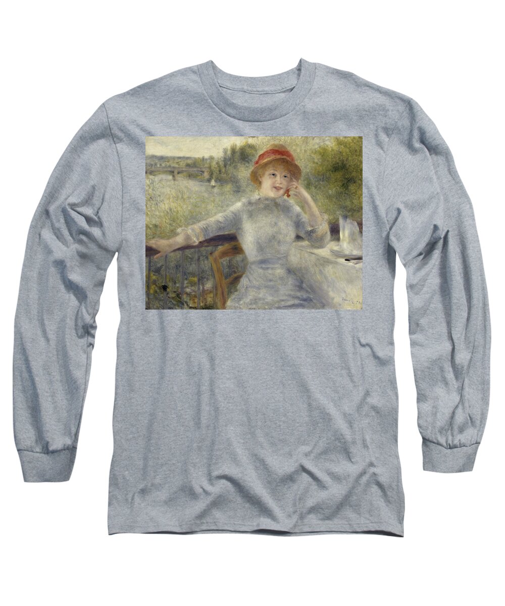Renoir Long Sleeve T-Shirt featuring the painting Alphonsine Fournaise, from 1879 by Auguste Renoir