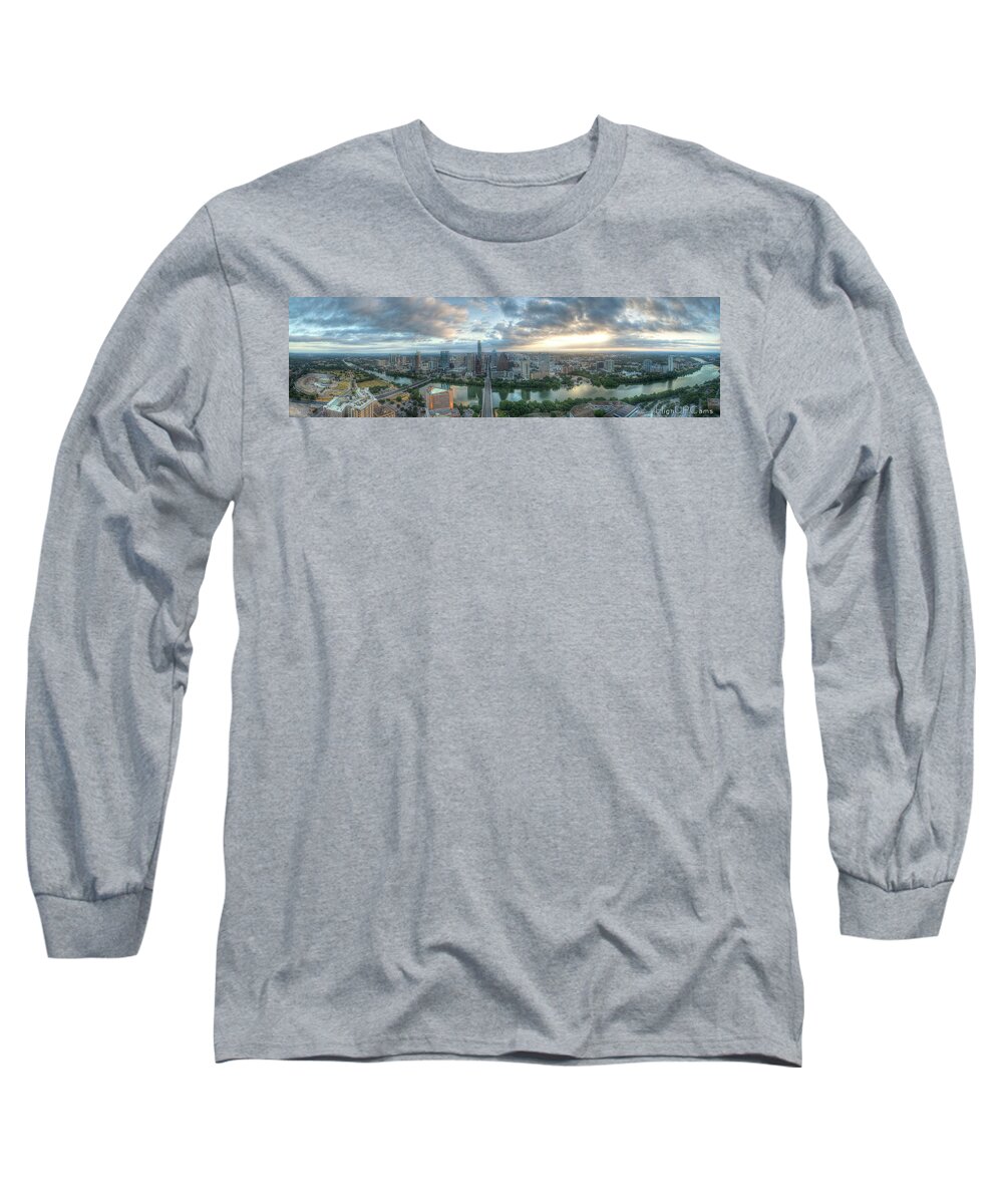 An Aerial Shot Of Austin Long Sleeve T-Shirt featuring the photograph Austin Cityscape #1 by Andrew Nourse