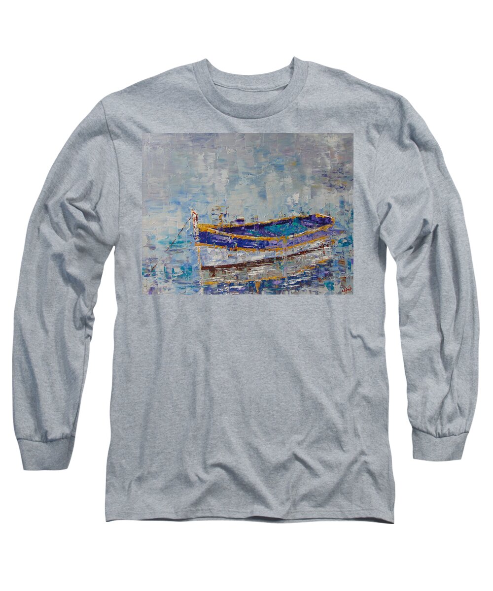 Impressionisn Long Sleeve T-Shirt featuring the painting Barque de Provence #1 by Frederic Payet