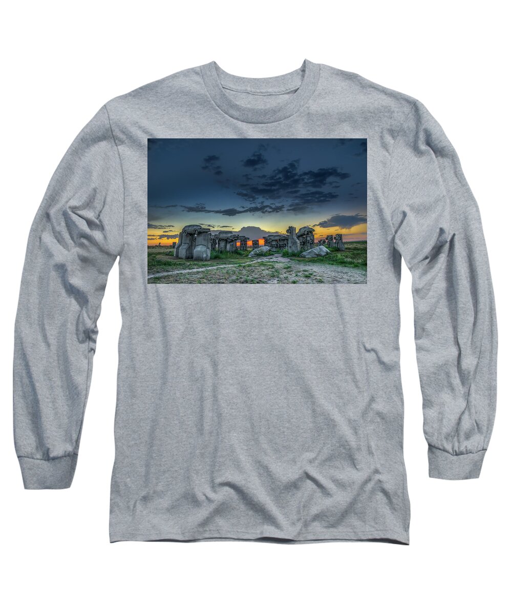 Alliance Long Sleeve T-Shirt featuring the photograph Carhenge by John Strong