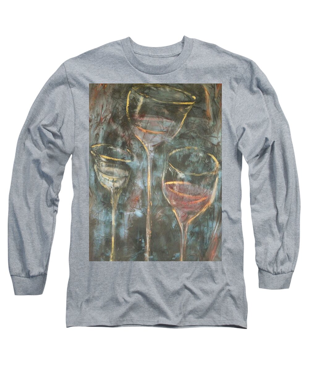 Abstracticle Still Life Long Sleeve T-Shirt featuring the painting Dancing Glasses by Chuck Gebhardt
