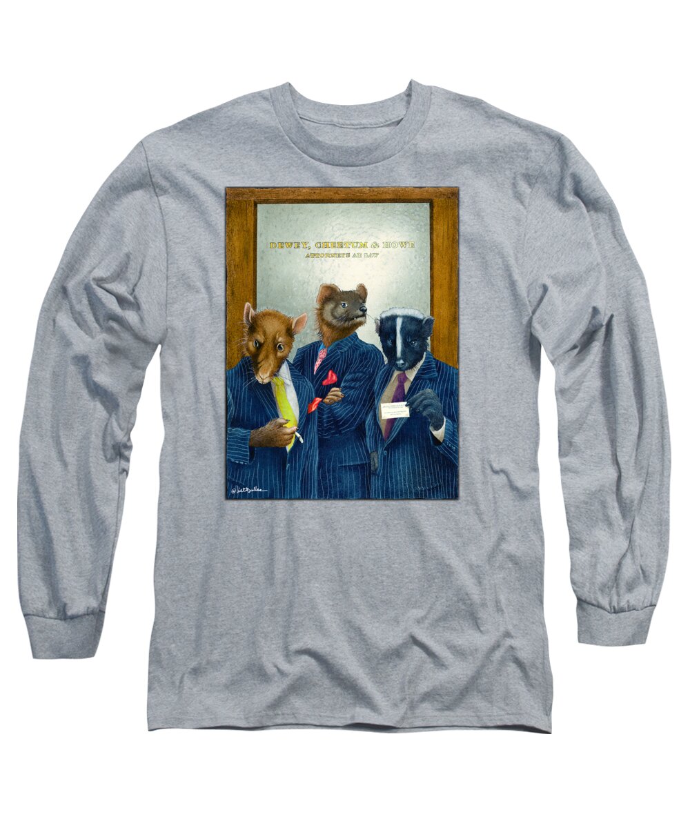 Will Bullas Long Sleeve T-Shirt featuring the painting Dewey, Cheetum and Howe... #1 by Will Bullas