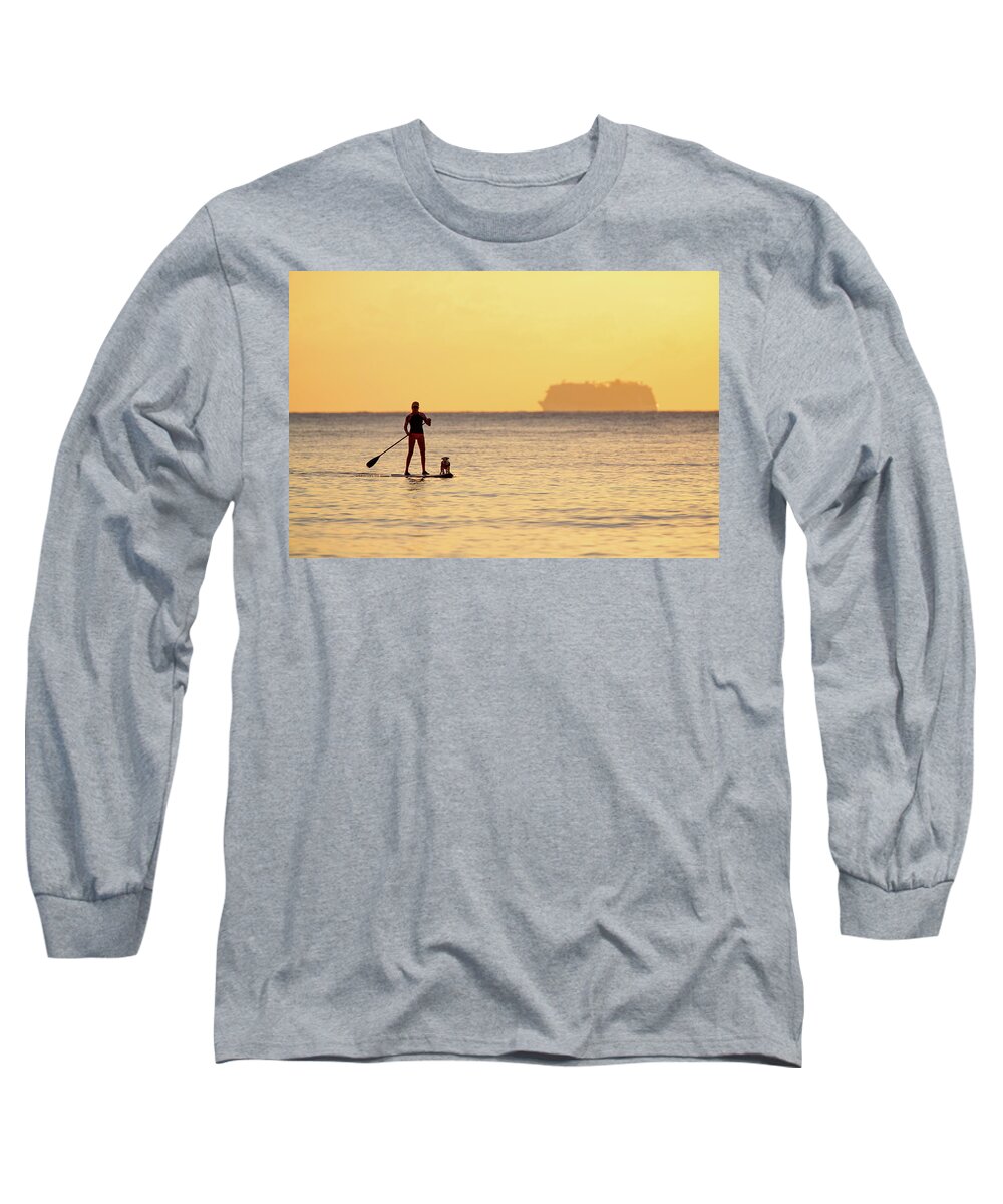Board Long Sleeve T-Shirt featuring the photograph Evening Paddle by David Buhler