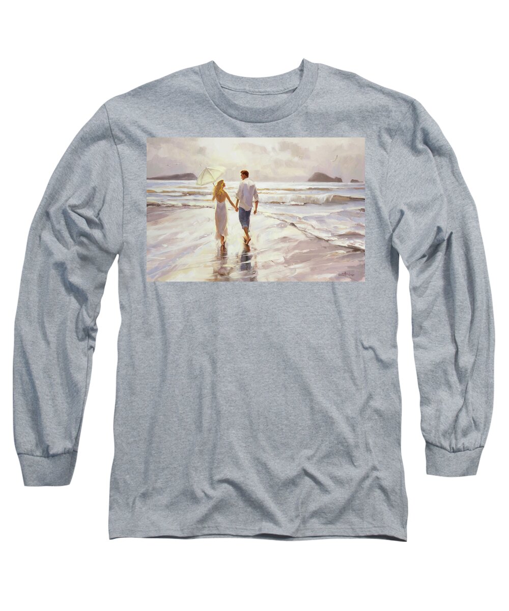 Romantic Long Sleeve T-Shirt featuring the painting Hand in Hand by Steve Henderson