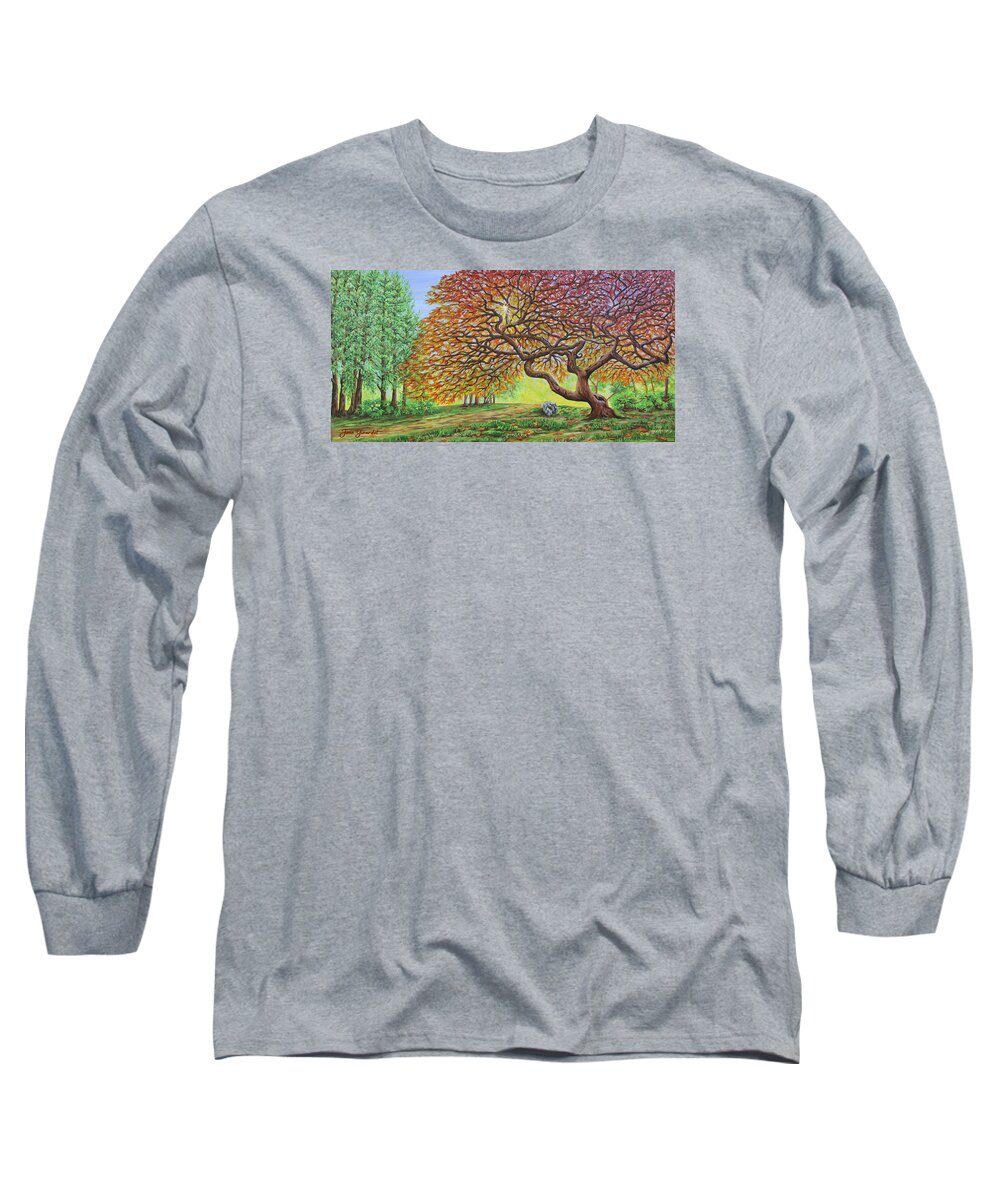 Japanese Long Sleeve T-Shirt featuring the painting Japanese Maple #2 by Jane Girardot
