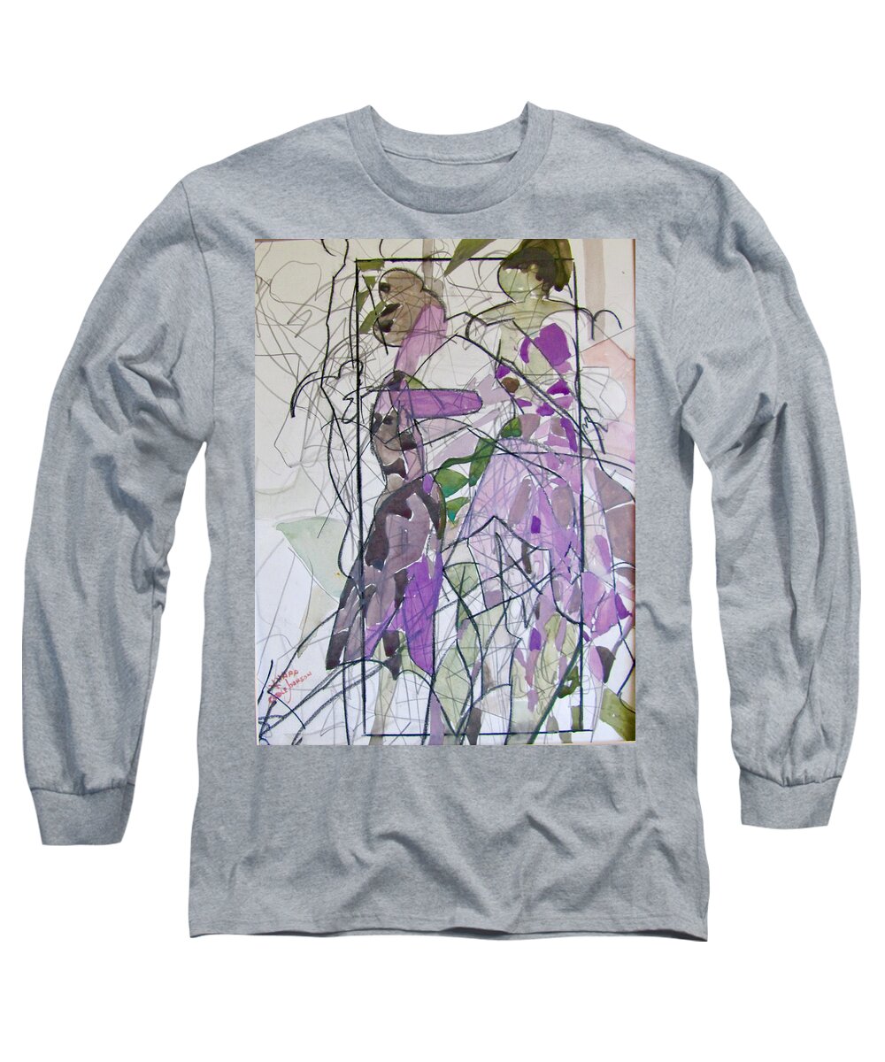 Lavender Long Sleeve T-Shirt featuring the painting Lavender Ladies #1 by Carole Johnson