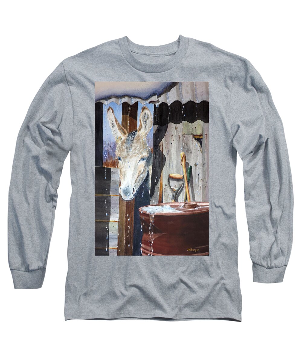 Donkey Long Sleeve T-Shirt featuring the painting Lightnin' #2 by Joseph Burger