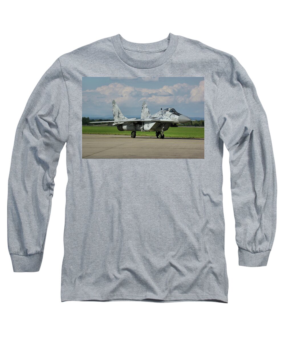 Mikoyan Long Sleeve T-Shirt featuring the photograph Mikoyan-Gurevich MiG-29AS #1 by Tim Beach