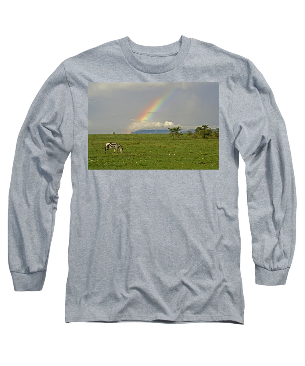 Africa Long Sleeve T-Shirt featuring the photograph Rainbow Over the Masai Mara #1 by Michele Burgess
