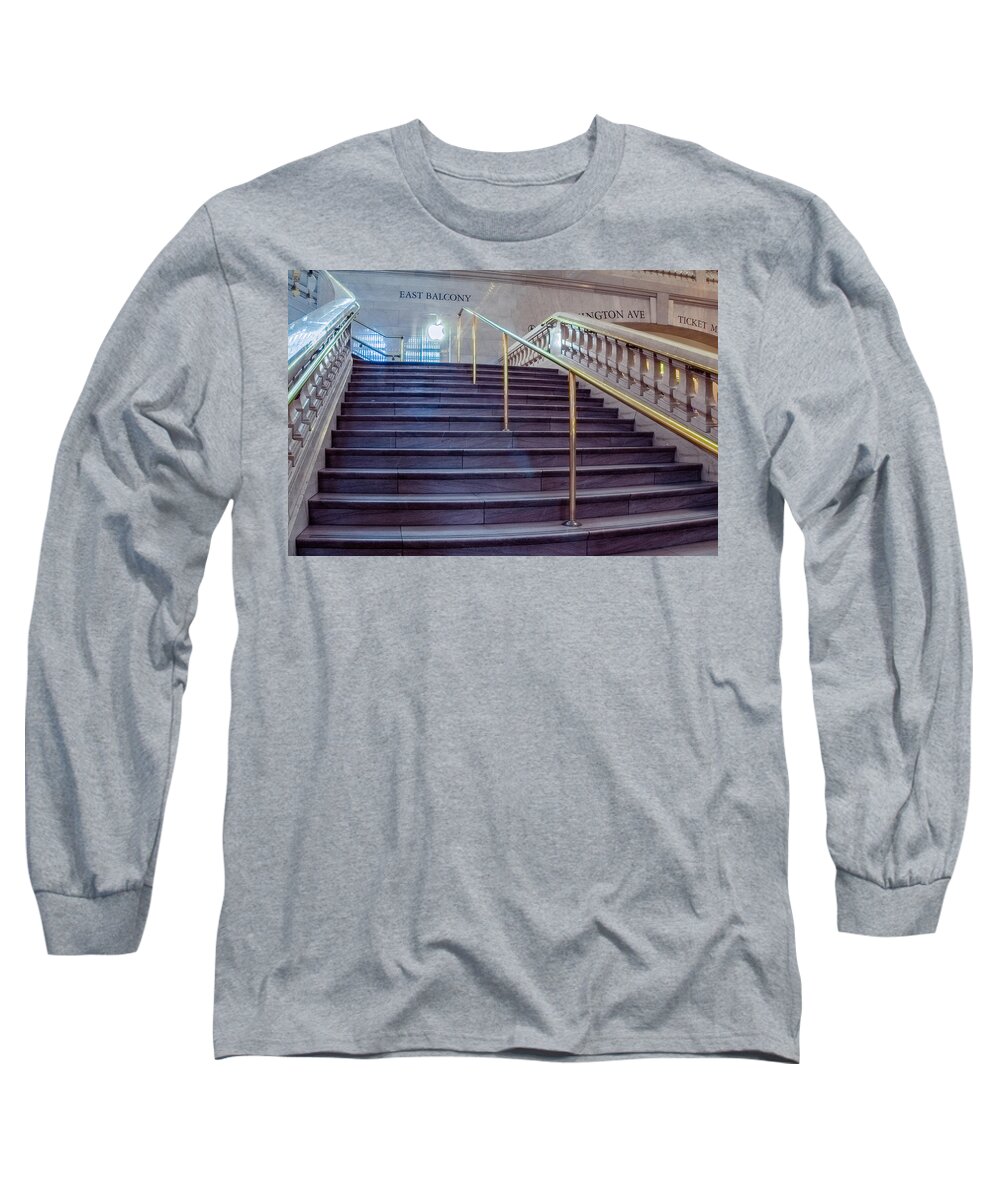 Grand Central Long Sleeve T-Shirt featuring the photograph Stairs at Grand Central Terminal #1 by SAURAVphoto Online Store