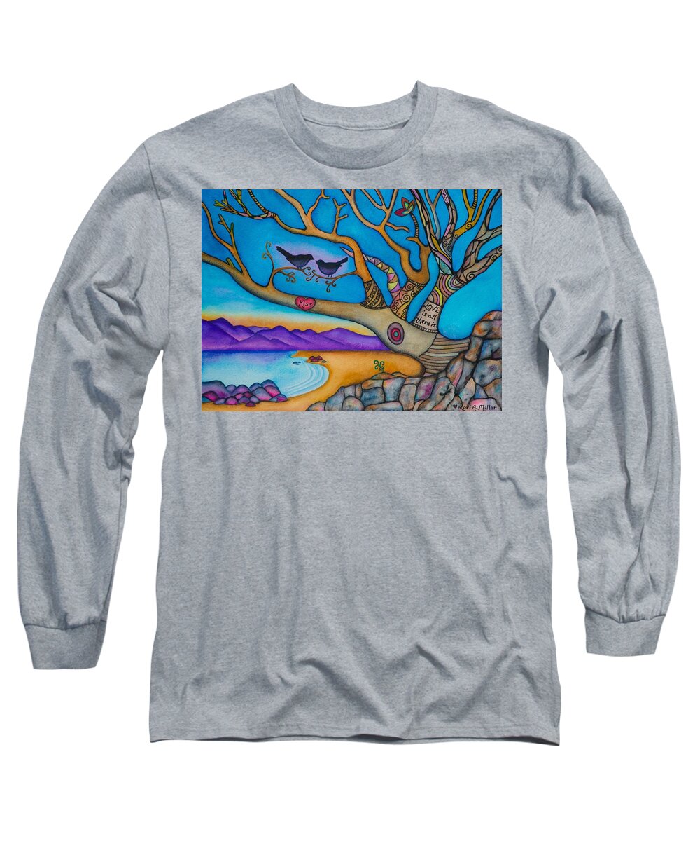 Love Long Sleeve T-Shirt featuring the painting The Kiss and Love is All There IS by Lori Miller