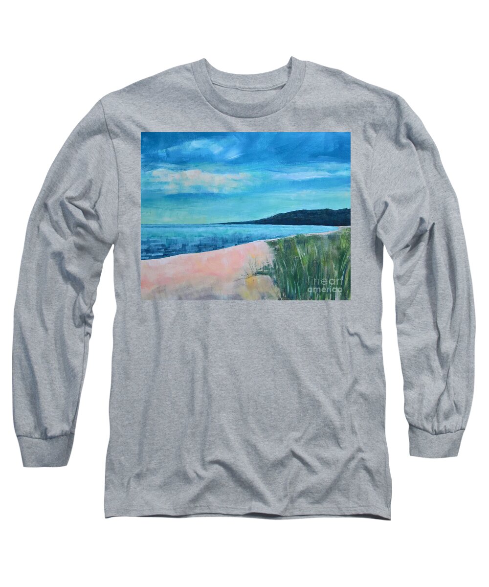Acrylic Painting Long Sleeve T-Shirt featuring the painting Elk Rapids, Lake Michigan by Lisa Dionne