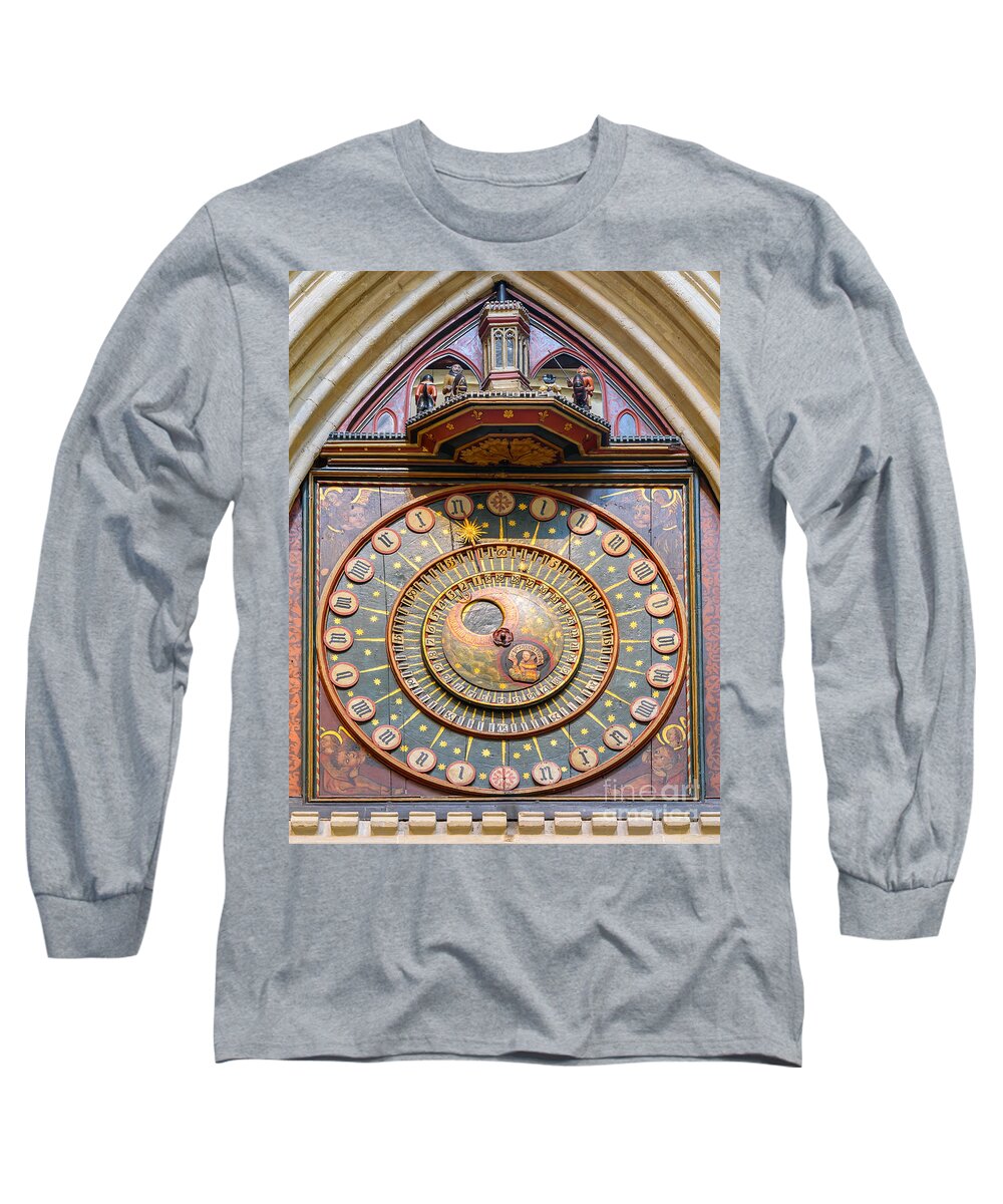 Wells Long Sleeve T-Shirt featuring the photograph Wells Cathedral clock by Colin Rayner