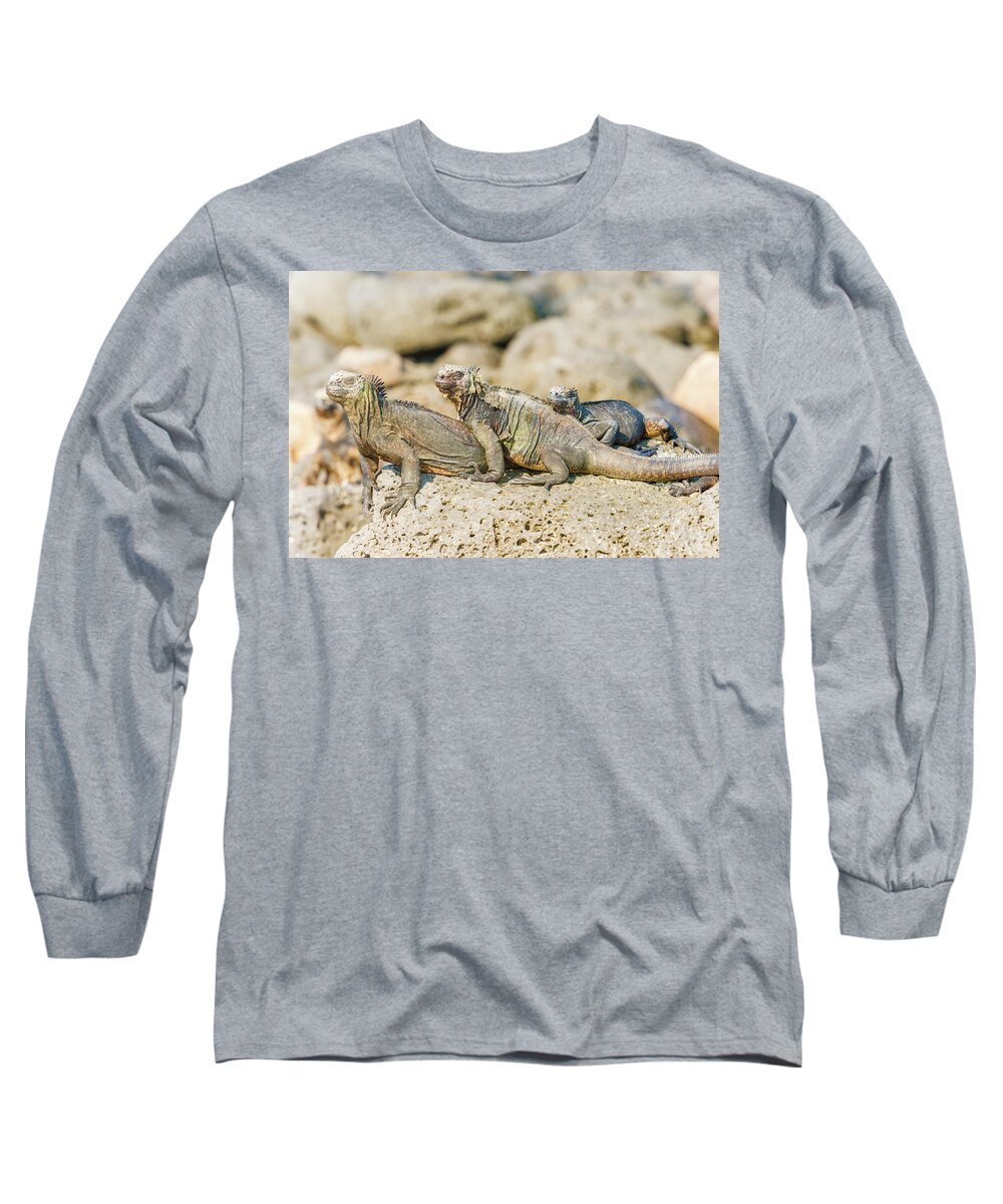 Marine Iguana Long Sleeve T-Shirt featuring the photograph Marine Iguana on Galapagos Islands #13 by Marek Poplawski