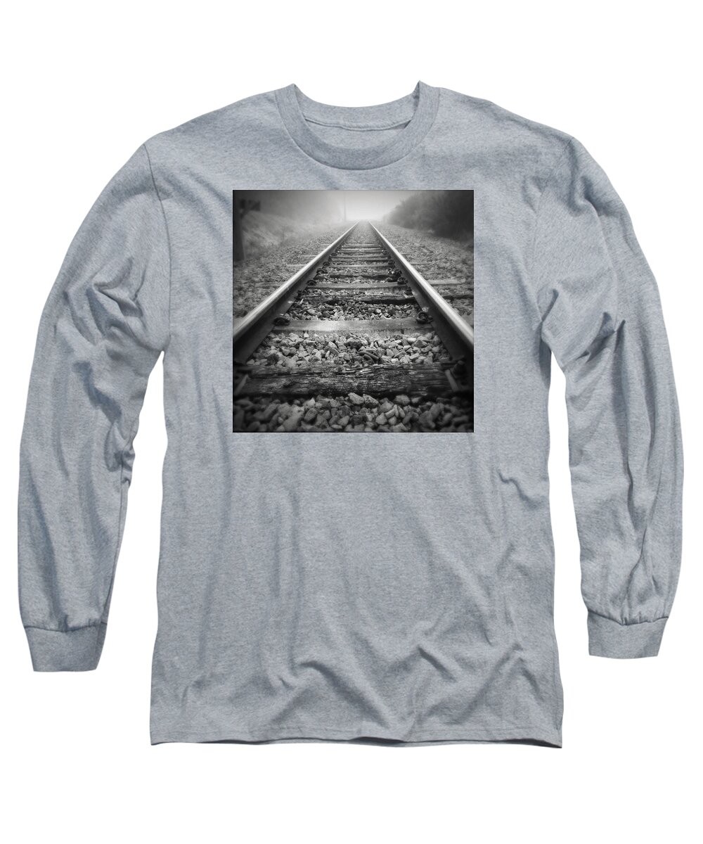 Lines Long Sleeve T-Shirt featuring the photograph Railway tracks #17 by Les Cunliffe