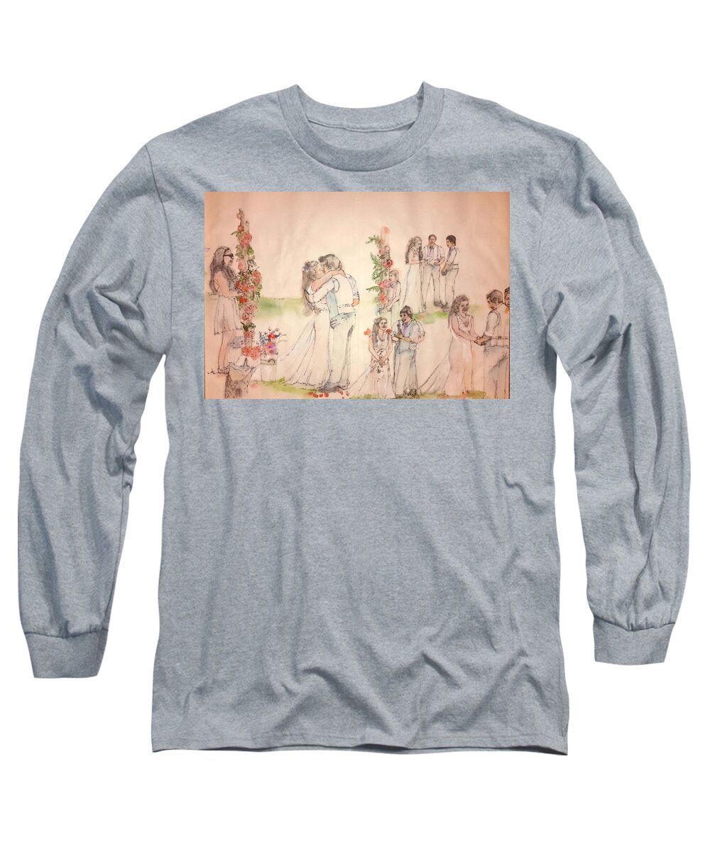 Wedding. Summer Long Sleeve T-Shirt featuring the painting The Wedding Album #17 by Debbi Saccomanno Chan