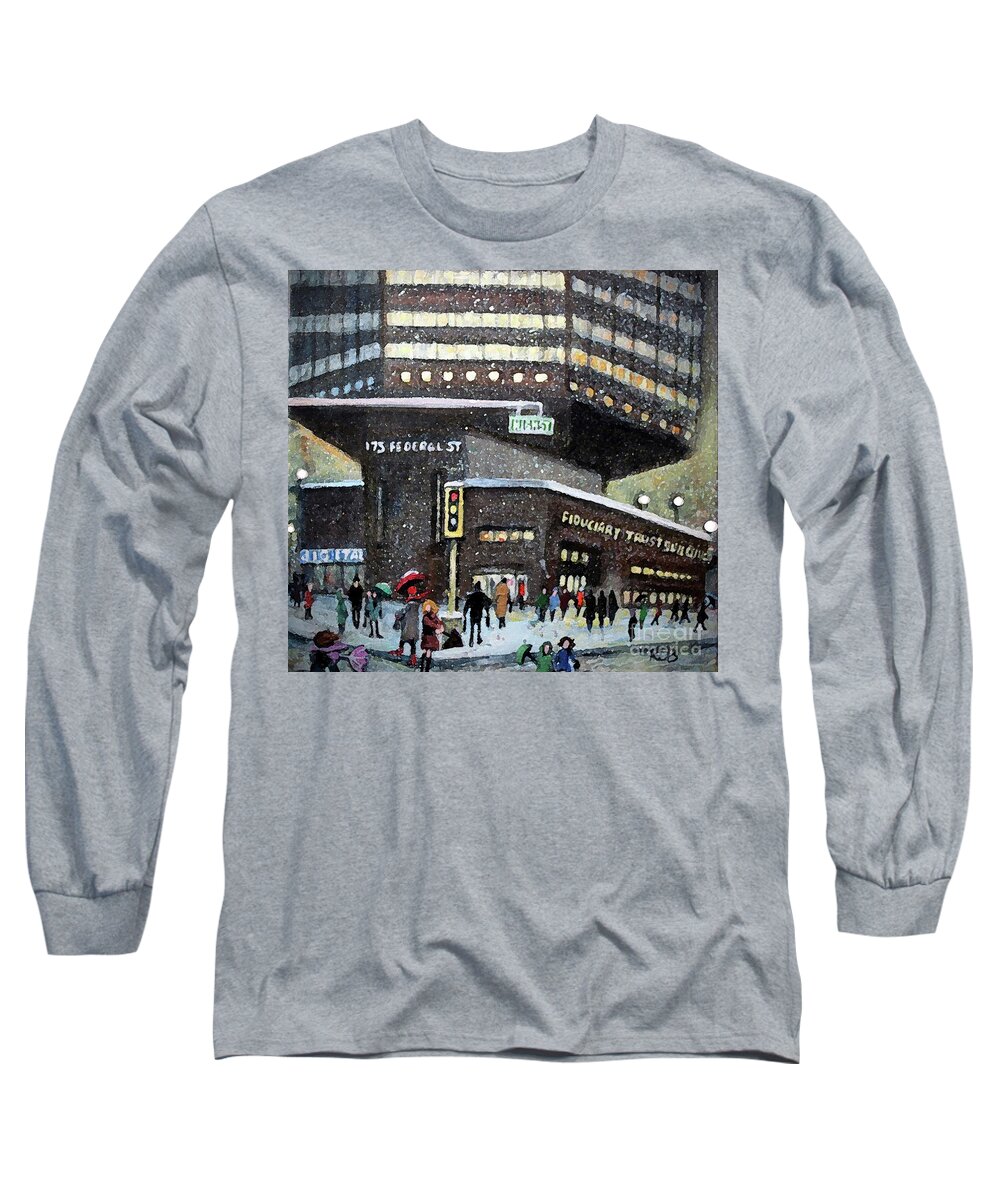 Digital Long Sleeve T-Shirt featuring the painting 175 Federal Street by Rita Brown