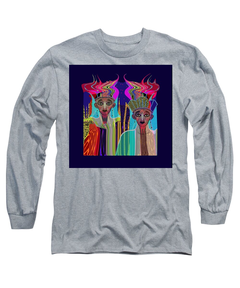 1800 Long Sleeve T-Shirt featuring the digital art 1800 - Magic Ladies -2017 by Irmgard Schoendorf Welch