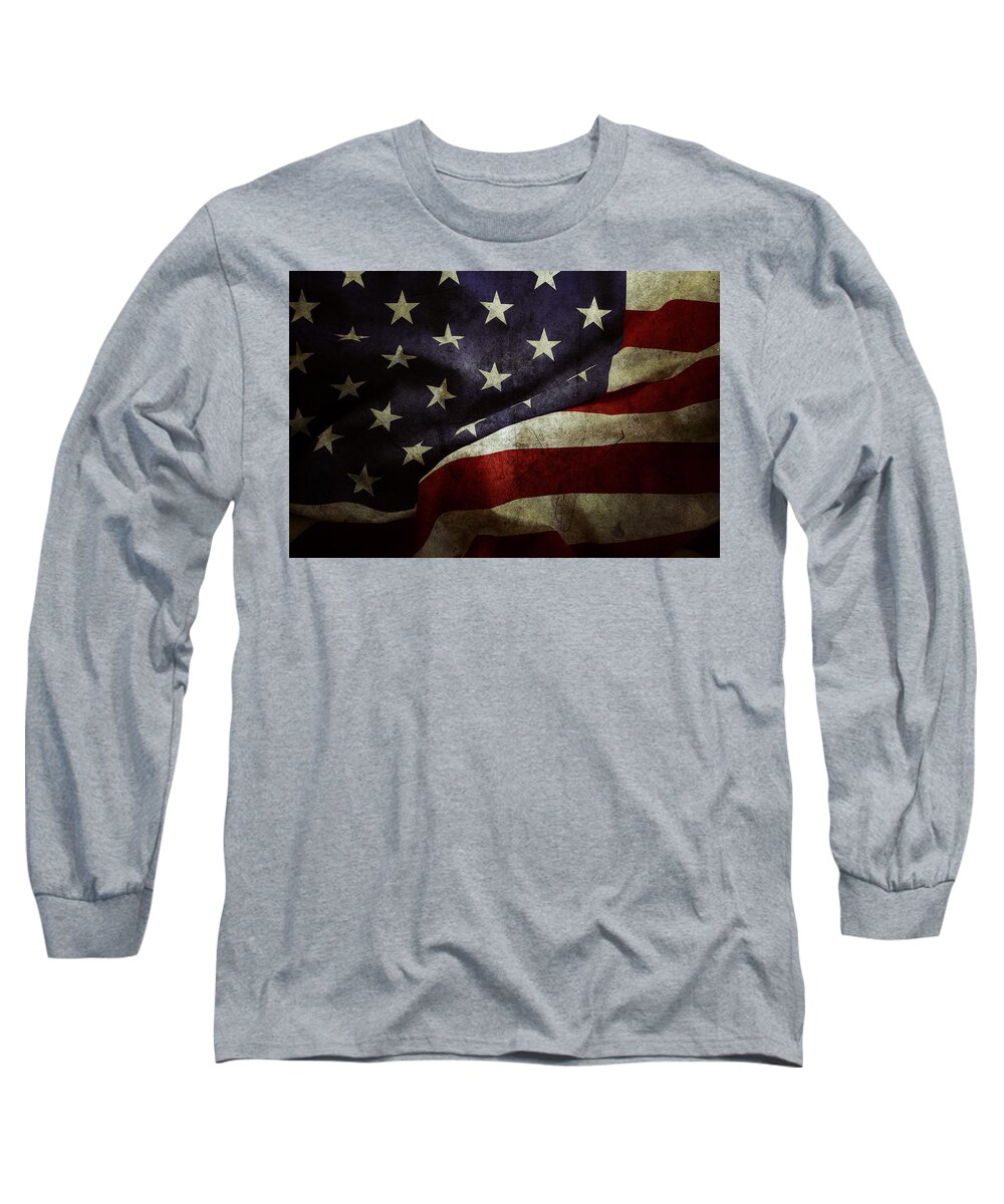 American Flag Long Sleeve T-Shirt featuring the photograph American flag 78 by Les Cunliffe