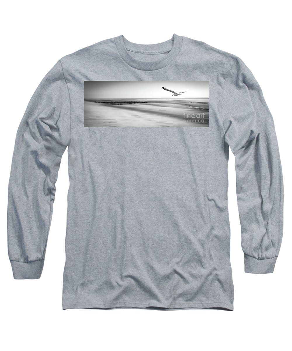 Beach Long Sleeve T-Shirt featuring the photograph Desire Light Bw by Hannes Cmarits