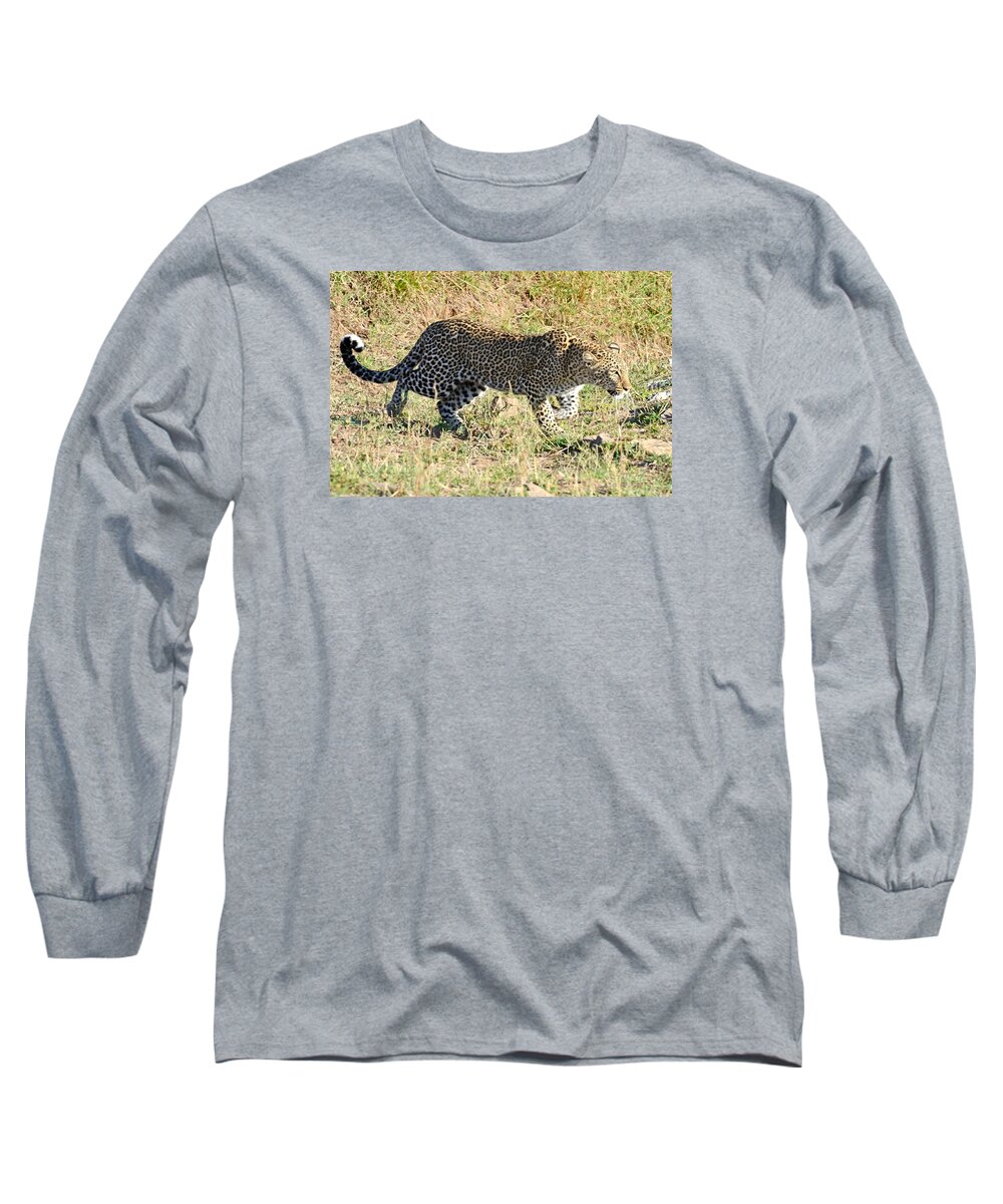 Poised Long Sleeve T-Shirt featuring the photograph Leopard Stalking #2 by Tom Wurl