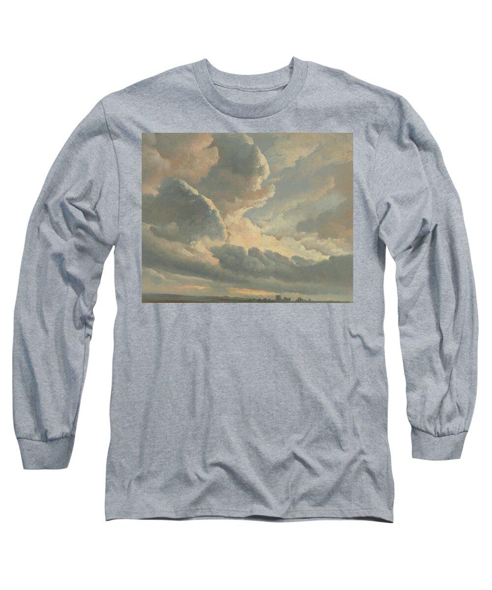 Study Of Clouds With A Sunset Near Rome Long Sleeve T-Shirt featuring the painting Study of Clouds with a Sunset near Rome #2 by Celestial Images